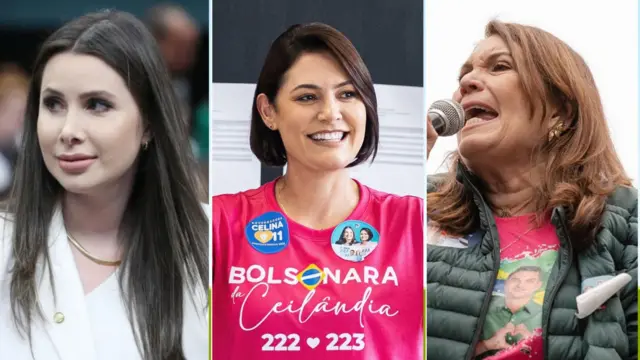 Na foto, Carol de Toni, Michelle Bolsonaro e Bia Kicis